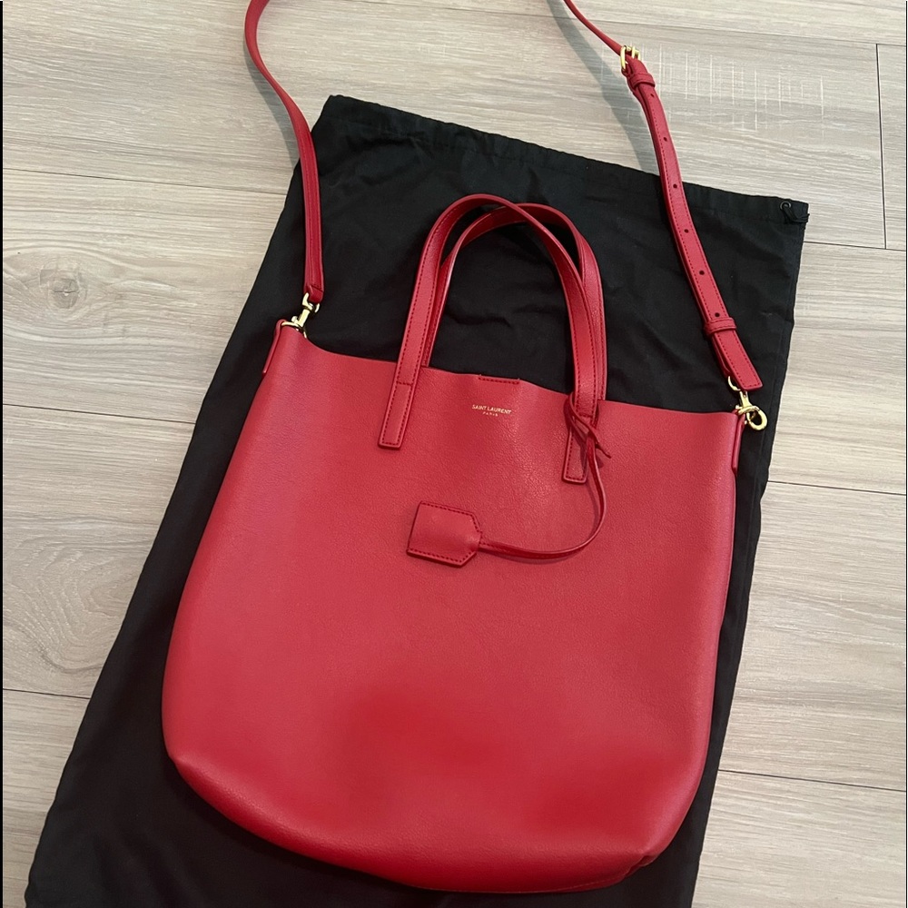 Yves Saint Laurent N/S Shopper Tote in RED